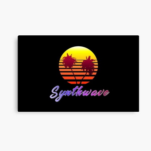 Synthwave Sun (with palm trees) - Canvas
