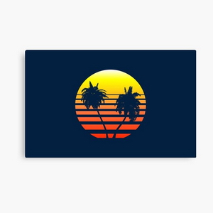 Synthwave Sunset (with palm trees) - Canvas