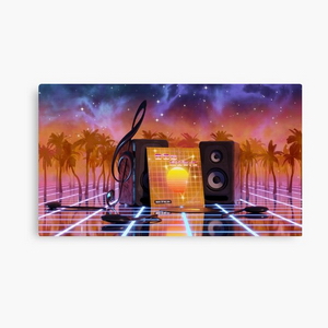 80s music in music land with palm trees - Canvas