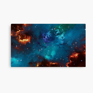 Fantasy nebula cosmos sky in space with stars (Blue/Cyan/Green/Yellow/Orange/Red) - Canvas
