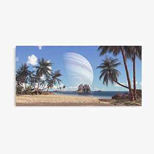 Planetscape in the tropics with palm trees - Canvas