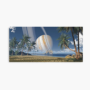 Planetscape in the tropics with palm trees - Canvas