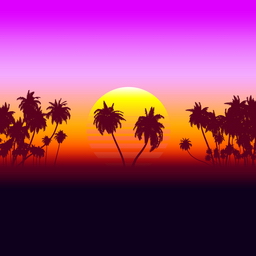Palm Trees Sunset - Retro 80s Synthwave