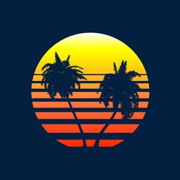 Synthwave Sunset (with palm trees) - Gaia Dream Creation