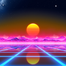 Synthwave landscape - Retro 80s Synthwave