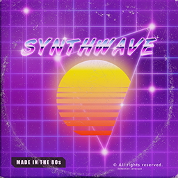 Synthwave music vinyl disk album - Retro 80s Synthwave