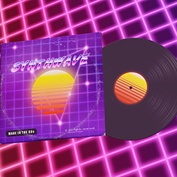 Synthwave music with vinyl disk - Music