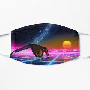 Sunglasses in a synthwave landscape