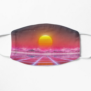 80s retro sun in synthwave landscape (Magenta/Pink) - Masques