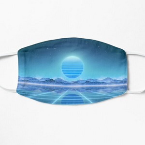 80s retro sun in synthwave landscape (Blue) - Masques