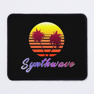 Synthwave Sun (with palm trees) - Tapis de souris