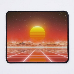 80’s retro sun in synthwave landscape (Red)