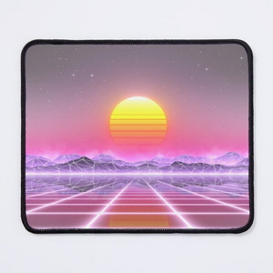80s retro sun in synthwave landscape (Lilac/Purple/Pink) - Mouse pads