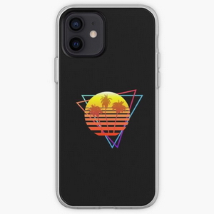 Synthwave Sun (with palm trees and triangles) - iPhone phone cases