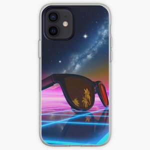 Sunglasses in a synthwave landscape - iPhone phone cases