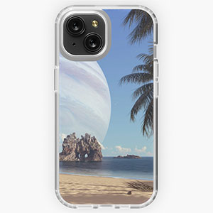 Planetscape in the tropics with palm trees - iPhone phone cases