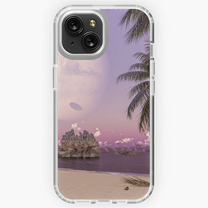 Planetscape in the tropics with palm trees - iPhone phone cases