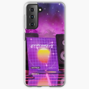 Synthwave music in music land with palm trees - Samsung phone cases