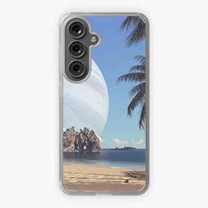 Planetscape in the tropics with palm trees - Samsung phone cases