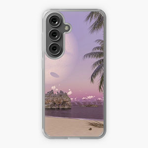 Planetscape in the tropics with palm trees - Samsung phone cases