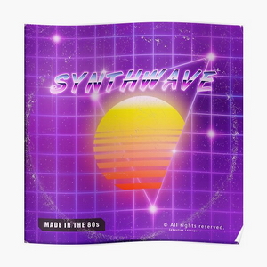 Synthwave music vinyl disk album - Posters