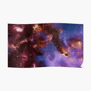 Fantasy nebula cosmos sky in space with stars (Red/Blue/Purple) - Posters