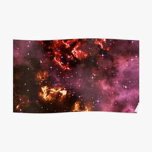 Fantasy nebula cosmos sky in space with stars (Purple/Yellow/Orange/Red/Magenta) - Posters