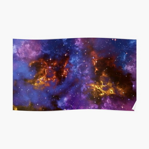 Fantasy nebula cosmos sky in space with stars (Blue/Purple/Red/Yellow) - Posters