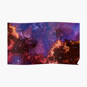 Fantasy nebula cosmos sky in space with stars (Blue/Purple/Red/Yellow/Pink) - Posters