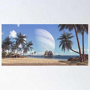 Planetscape in the tropics with palm trees - Posters