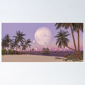 Planetscape in the tropics with palm trees - Posters