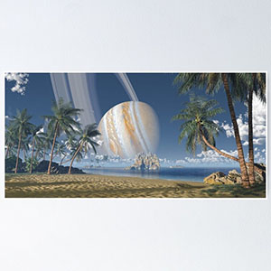 Planetscape in the tropics with palm trees - Posters