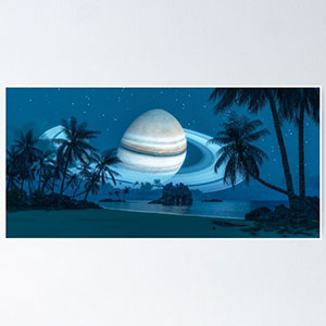 Planetscape in the tropics with palm trees - Posters