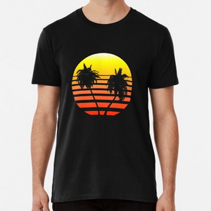 Synthwave Sunset (with palm trees) - T-shirts