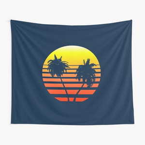 Synthwave Sunset (with palm trees) - Tapestry