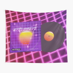 Synthwave music with vinyl disk - Tapisseries