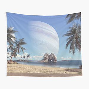 Planetscape in the tropics with palm trees - Tapestry