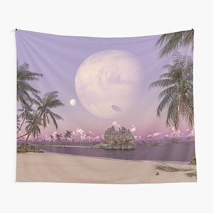 Planetscape in the tropics with palm trees - Tapestry