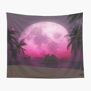 Planetscape in the tropics with palm trees - Tapestry