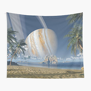 Planetscape in the tropics with palm trees - Tapestry