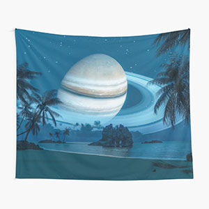 Planetscape in the tropics with palm trees - Tapestry